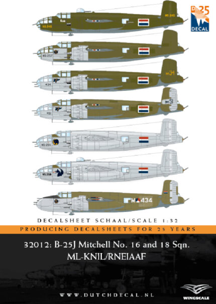 Dutch Decal 1/32 B-25J Mitchell No16 and 18 Sqn