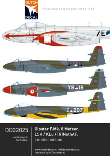 Dutch Decal 1/32 Gloster F Mk 8 Meteor LIMITED EDITION