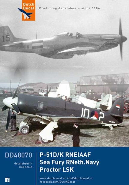 Dutch Decal 1/48 P-51 D/K Mustang/ Hawker Sea Fury/ Percival Proctor