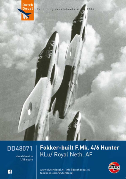 Dutch Decal 1/48 Fokker built F Mk 4/6 Hunter