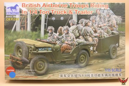 Bronco Models 1/35 Britisch Airborne Troops Riding 1/4 Ton Truck & Trailer