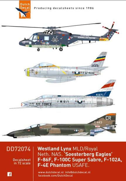 Dutch Decal 1/72 Westland Lynx F-86F F-100C F-102A F-4E