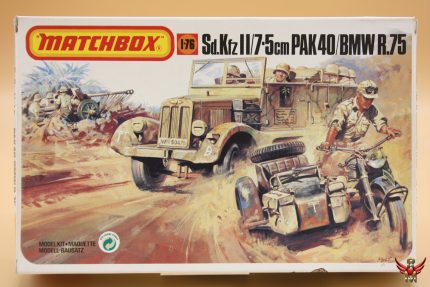 Matchbox 1/76 Sd Kfz 11 75mm PaK 40 and BMW R75