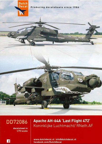 Dutch Decal 1/72 Apache AH-64A Last Flight 472 Koninklijke Luchtmacht RNethAF