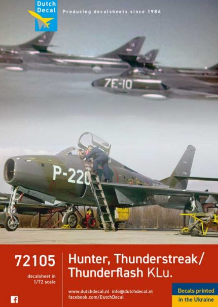 Dutch Decal 1/72 Hawker Hunter Thunderstreak Thunderflash KLu