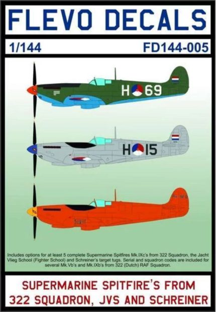 Flevo Decals 1/144 Supermarine Spitfires from 322 Squadron JVS and Schreiner