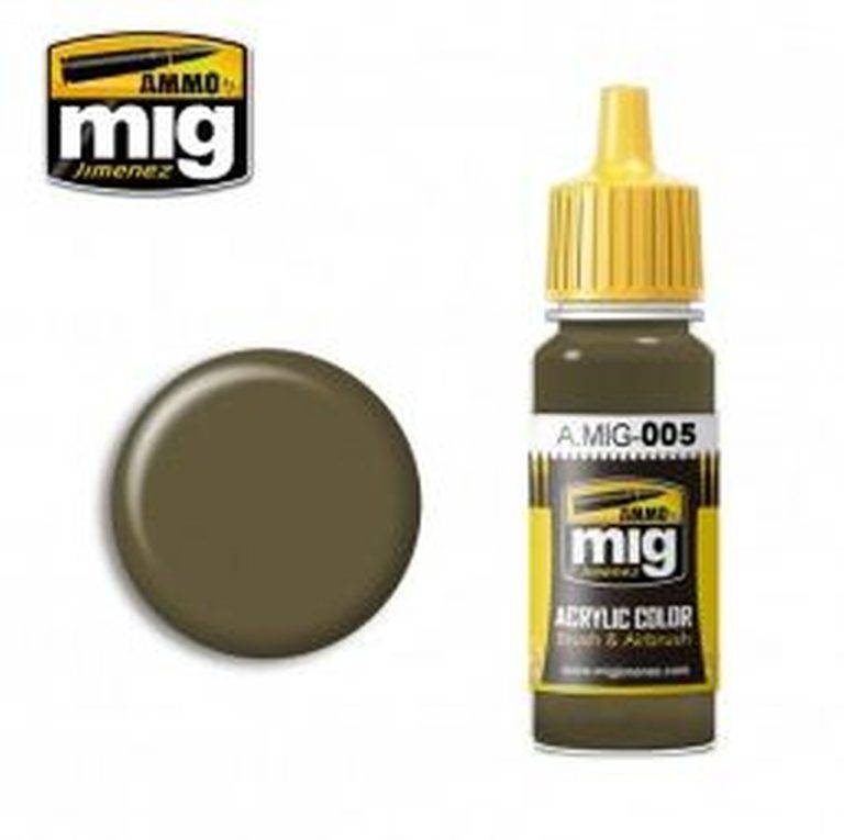 Ammo Mig 005 ACRYLIC COLOR RAL 7008 GREY-GREEN OPT 1 JAR 17ML