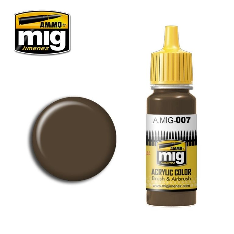 Ammo Mig 007 ACRYLIC COLOR RAL 7017 DARK BROWN JAR 17ML