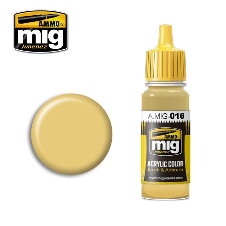Ammo Mig 016 ACRYLIC COLOR RAL 8020 YELLOW BROWN TAN JAR 17ML
