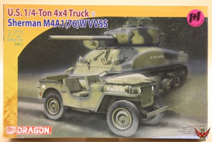 Dragon 1/72 US 1/4 Ton 4x4 Truck and Sherman M4A1 76W VVSS