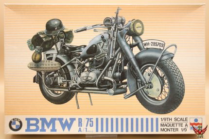 ESCI 1/9 Germany BMW R/75 A/1 solo Motorcycle with Machine Gun