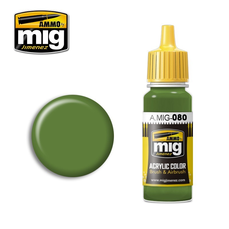 Ammo Mig 080 ACRYLIC COLOR BRIGHT GREEN AMT-4 JAR 17ML