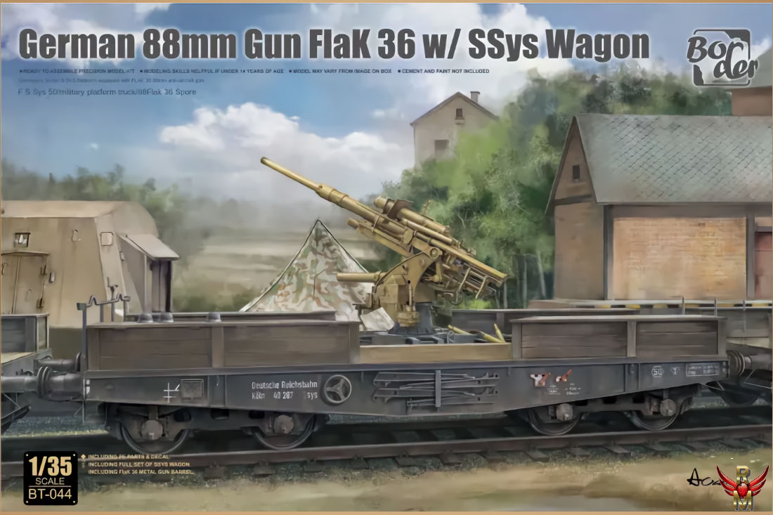 Border Model German 88mm Gun Flak 36 w/SSys Wagon