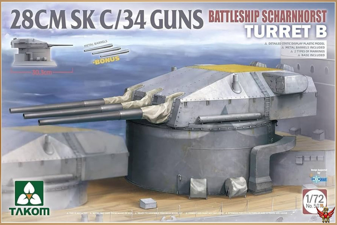 Takom 1/72 Battleship Scharnhorst 28 cm SK C/34 Guns Turret B