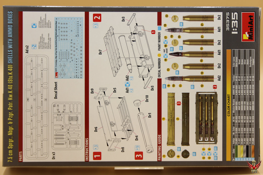 MiniArt 1/35 75mm Sprgr-Nbgr and Pzgr Patr Kw K 40 (StuK40)