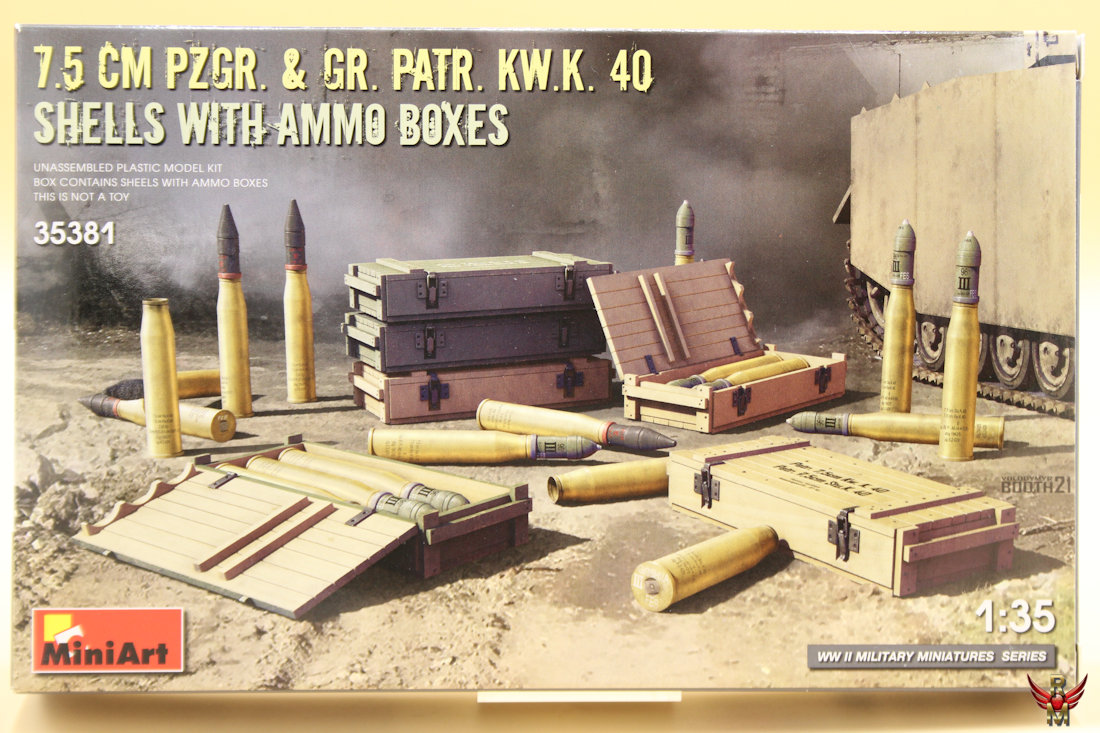 MiniArt 1/35 75mm PzGr and Gr KwK 40 Shells with Ammo Boxes