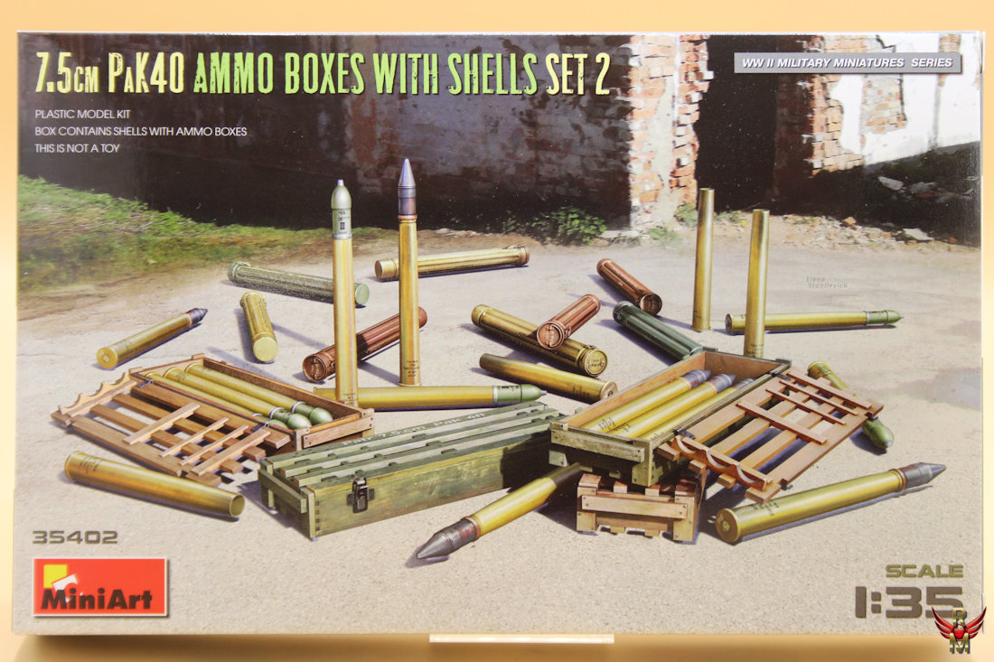 MiniArt 1/35 75mm PaK40 Ammo Boxes with Shells Set 2