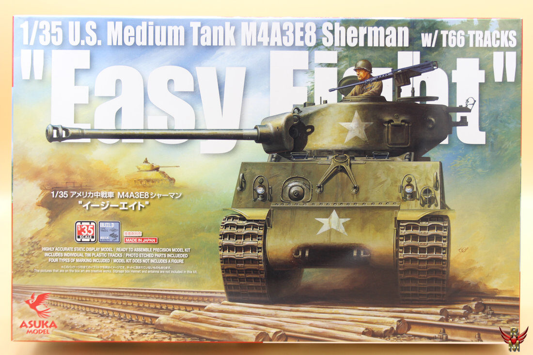 Asuka Model 1/35 US Medium Tank M4A3E8 Sherman Easy Eight with T66 TRACKS