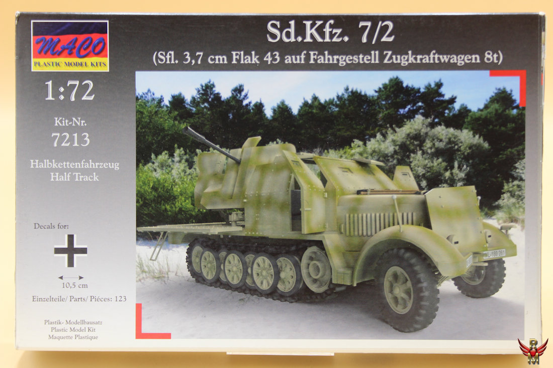 MACO 1/72 Sd Kfz 7/2 Sfl 37mm Flak 43 auf Fahrgestell Zugkraftwagen 8t