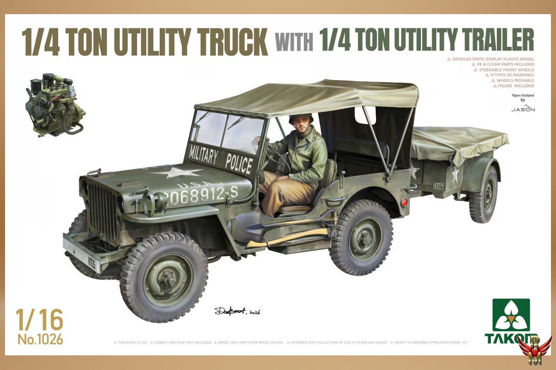 Takom 1/16 1/4 ton Utility Truck with 1/4 ton Utility trailer