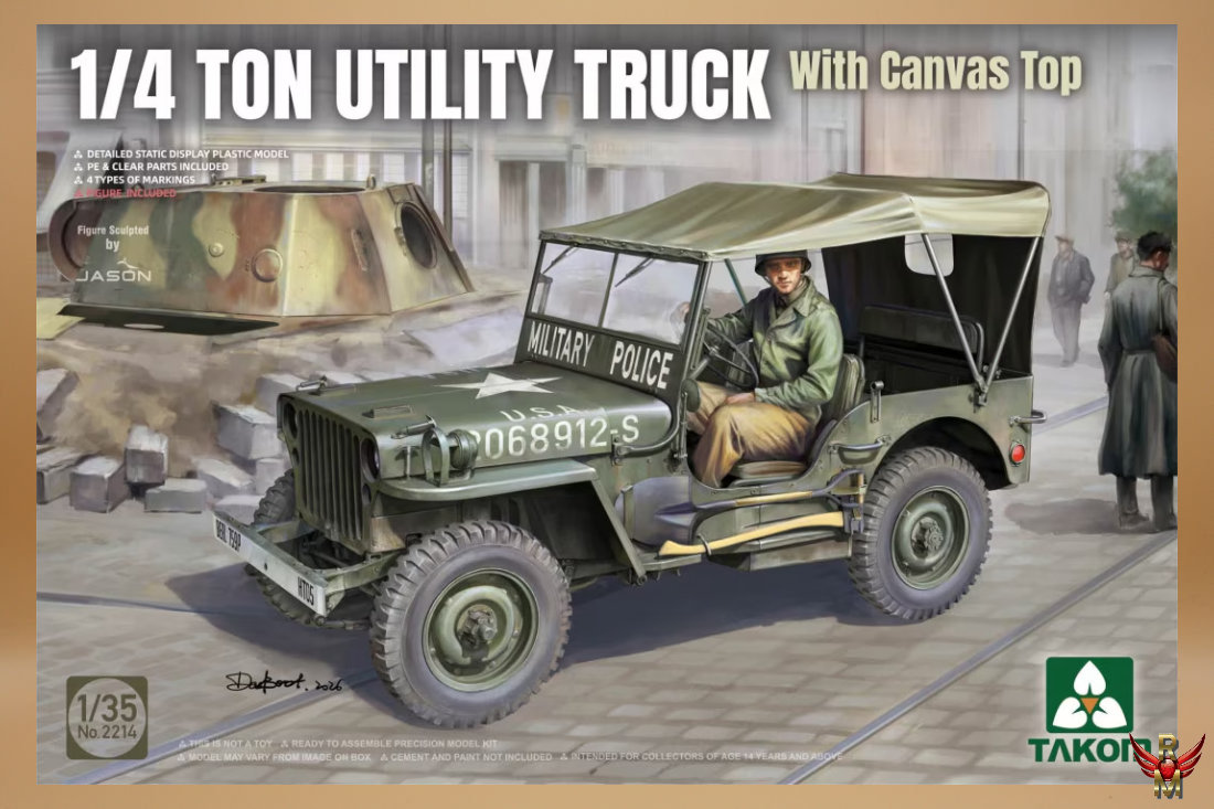 Takom 1/35 1/4 Ton Utility Truck with Canvas Top